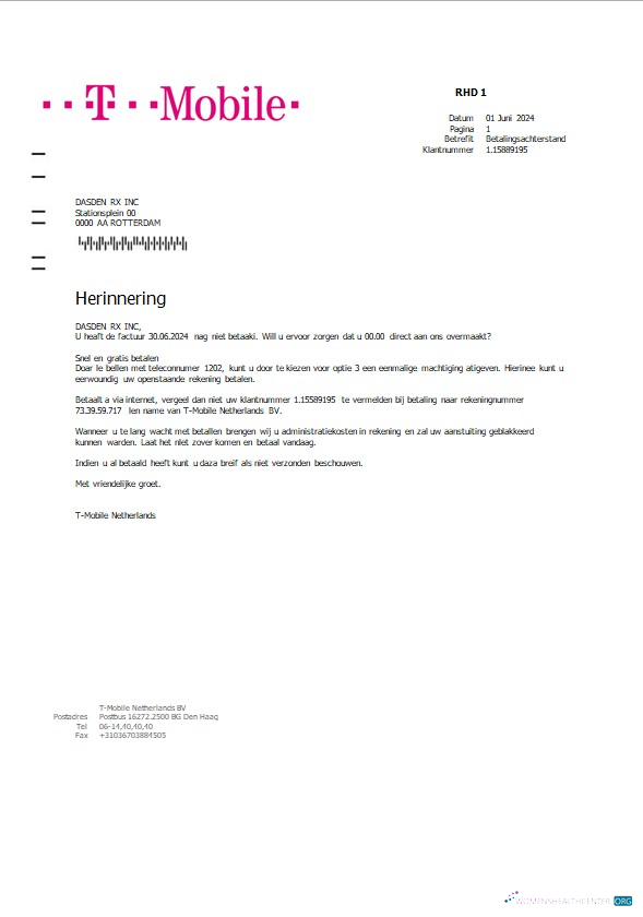 Download Netherlands T Mobile business utility bill template in Word and PDF formats Photoshop template